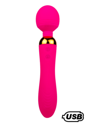 SHAKE Rose, Vibromasseur Wand USB en silicone médical avec 2 puissants moteurs indépendants - BQ107PNK